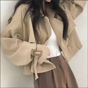 [하프클럽/]아우터 트렌치자켓 세미크롭 간절기 숏 더블버튼 여자