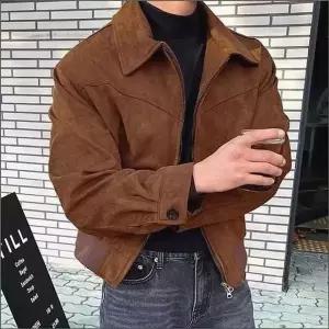 [하프클럽/]간절기 2컬러 아우터 스웨이드 남자 카라 집업 자켓 블루종