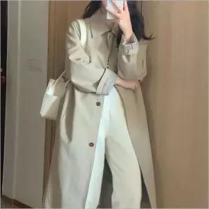 [하프클럽/]아우터 체크 트렌치코트 소매안감 간절기 롱자켓 여자 롱 클래