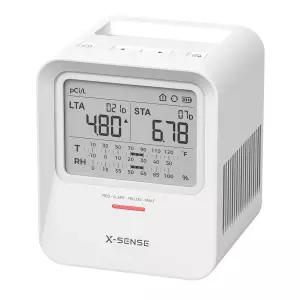 XSense 라돈 검출기 청각 및 시각적 경고 원터치 리셋 최대 99개의 로컬 보고서 저장 온도 습도 범위