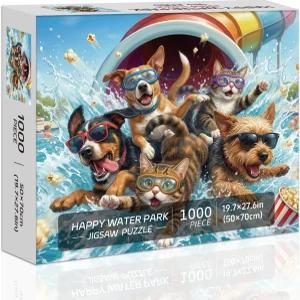 어른을 위한 퍼즐 1000개 재미있는 고양이 직소 워터파크 쿨 펀 어려운 도전 가족 활동 게임의 밤 선물