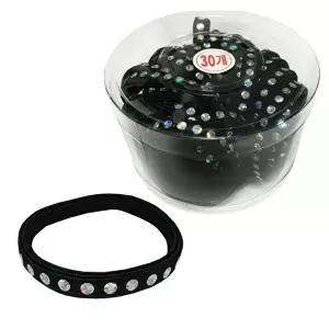 반짝다이아 헤어끈 머리끈 헤어 밴드 납작 검정고무줄 30P-WFMOK33