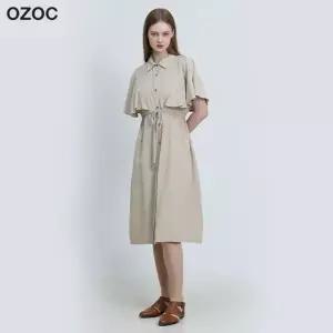 [오조크(OZOC)] 러플 소매 카라 원피스 (택가격: 117600원)
