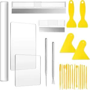 아크릴 시트 백보드 판화 펜 플라스틱 스크래퍼 클레이 DIY 도구가 있는 알라존 25 PCS 롤러