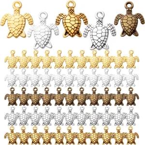 Aylifu 60pcs 바다거북 참 합금 거북이 펜던트 DIY 목걸이 팔찌 보석 공예 액세서리 5가지 색상
