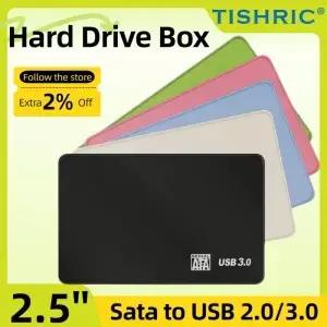 TISHRIC 외장 하드 드라이브 박스 HDD 케이스 Optibay Sata to USB 인클로저 25 인치 SSD