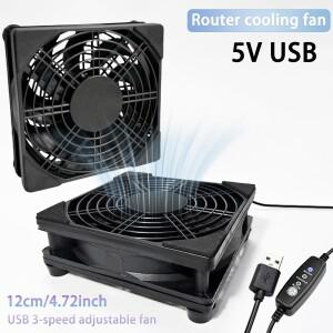 120mm 5V USB 라우터 냉각 팬 모뎀 TV 박스 플스호환 xbox호환 열 방출을 위한 3단 속도 조절 가능 조용한