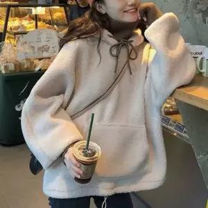 친절한탄씨 겨울스타일 양털후리스 자켓 티 오버핏 플리스 뽀글이 점퍼 후드 뽀글이티셔츠 털점퍼