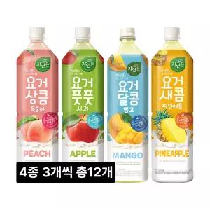 자연은 요거 상큼복숭아 풋풋사과 달콤망고 새콤파인 3개씩 12개 1.5L