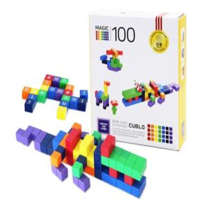 매직큐브 100P  자석블록 100pcs 보관주머니+활용스티커포함 2cm 100개 큐블로 정품 자석큐브 자석쌓기나무 연결큐브 연결수막대  학교용