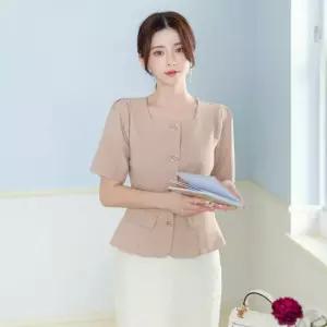 아베니 스퀘어 핀턱 소매 페플럼 블라우스 빅사이즈 오피스룩 하객룩