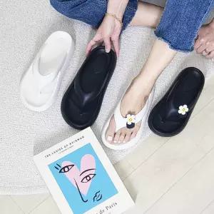 [1켤레 더] 4cm 굽높이 쪼리 키높이 플라워 조리 슬리퍼 플립플랍 여름샌들 커플