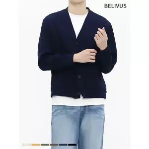 [하프클럽/] 남성 브이넥 니트가디건 긴팔 솔리드 간절기 아우터 BCM073