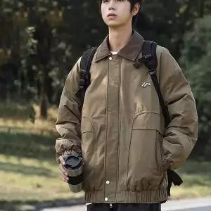 [하프클럽/]남성 배색 카라 캐주얼 스타일 외출 블루종 자켓 DMES-JKA-STS14226540