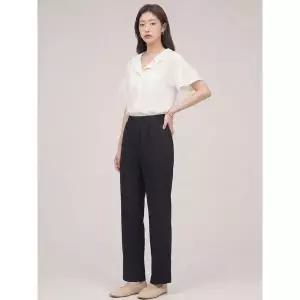 [하프클럽/크로커다일레이디]블랙 앞주름 허리밴딩 와이드 팬츠 CLCMPT110