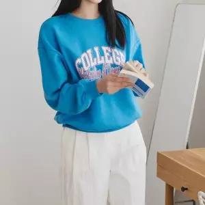 [하프클럽/]여성 캐주얼 나염 탄탄코튼 시보리 오버핏 맨투맨