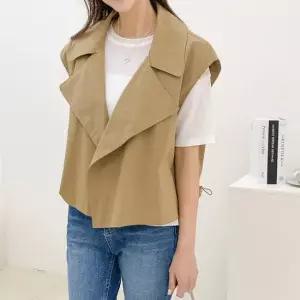 드리다 여성 봄 여름 빅카라 면 코튼 빅사이즈 오버핏 조끼 베스트 미시 캐주얼 출근 모임 학부모룩