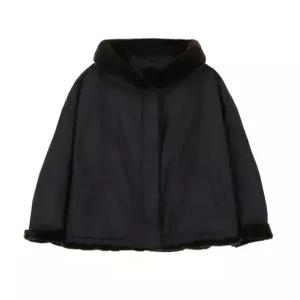 닥스 여성 25FW [LUXURY FUR] 블랙 리버시블 위즐 밍크 후드 하프 코트 DLCO5D654BK