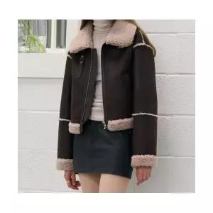 매장정품 DRAW FIT 드로우핏 DRAWFIT WOMEN 시어링 크롭 무스탕 자켓 [BROWN SUEDE] DFWMJK3302BRSD 670643