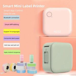 HZTZ 미니 라벨 프린터 포켓 메이커 스티커 가정용 접착 스마트 BLUETOOTH 자체