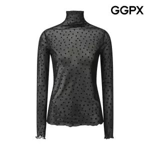 [GGPX] 도트 시스루 레이어드 폴라 블라우스 (GQ1SH010F)