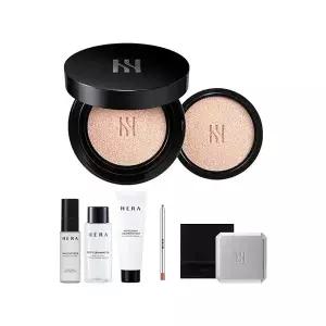 헤라 블랙쿠션 파운데이션 21C1 본품&리필 기획+증정(헤라 메이크업 픽서 30ml, 1개+딥 클렌징 오일 50ml, 1개+클렌징폼, 1개+거울, 1개+스컬프트 립 컨실러 0.4g, 1개)