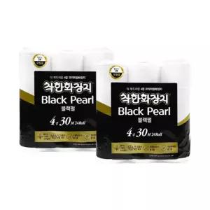 4겹 화장지 롤화장지 100% 천연펄프 착한화장지 블랙펄 4겹 30M x 24롤 (2팩) 