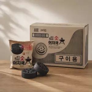 쉽고 빠른 간편한 이지쿡 아쟈숯 520g 28개 1박스 번개탄 착화제 1급 구이용 바베큐 캠핑