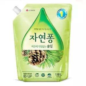 자연퐁 솔잎 1.12kg 설거지 리필 주방세제 퐁퐁.비린내 쌀뜨물
