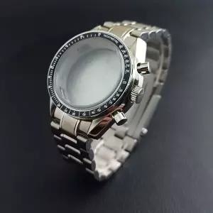 호환  VK63 39.7mm 문스와치 크로노그래프 메탈 케이스 베젤 비즈니스 시계 밀폐형 백 문 워치