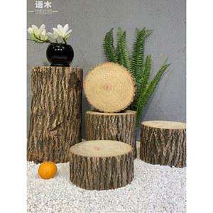 통나무 의자 벤치 나무 큐브 현관스툴 사각 체어 다리미 120x20x42cm좌판3cm