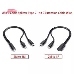 Y-1 2분기 연장 케이블 와이어 USB C 케이블 분배기 타입 C 15W 3A 전원 어댑터 코드 충전 컨버터 라인 PC