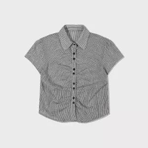 모아 Geek 체크 하프 셔츠 (GRAY)
