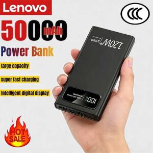 레노버 50000mAh 대용량 보조 배터리 120W 고속 충전 LED 디지털 디스플레이 외부 범용 여행 야외용