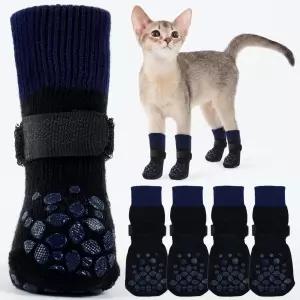 로즈키치 부상당한 발을 위한 고양이 양말 2켤레 통기성 애완동물 보호대 긁기를 멈춥니다 미끄럼 방지