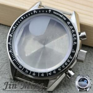 VK63 케이스 39.7mm moonswatch 금속 크로노 그래프 베젤 패션 비즈니스 시계 밀봉 백 문
