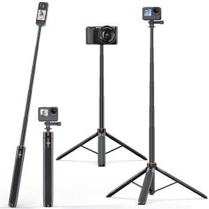VRIG TP21 54인치 망원 셀카봉 롱 삼각대 방수 핸드 그립 1/4인치 나사 INSTA360 X5 /X4 /X3 /X2 /ACE PRO DJI 오스모 액션 5PRO /4 /3 포켓 3 고프로 히어로 13 12 11 10 9용 vY1