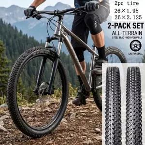 2PCS 26 인치 자전거 타이어 26x1.95 26x2.125 MTB 자전거 타이어 리지드 와이어 비드 펑크 방지 오프로드
