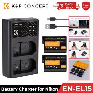 K&F CONCEPT EN-EL15 니콘 Z6 Z7 D780 D850 D7500 V1 D810 D800 카메라용 배터리 및 충전기 2팩