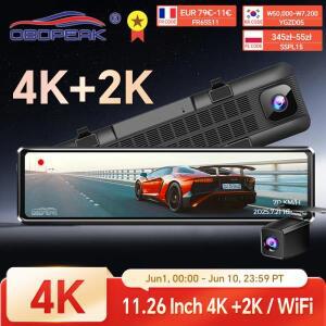 H8 4K+2K 11.26인치 후방 카메라 룸미러형 블랙박스 SONY IMX415 차량용 DVR GPS WIFI 영상 녹화 슈퍼 야간