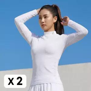 2장 세트 김영주골프 여성 냉감 반목 긴팔티 스판 골프웨어 등산 기능성 티셔츠