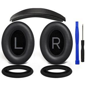 보스 콰이어트컴포트 45 (QC45) /콰이어트컴포트 35 (QC35 QC35II) /QC SE 무선 헤드폰 이어패드 쿠션 + 헤드밴드 실리콘 커버 프로텍터 - 블랙