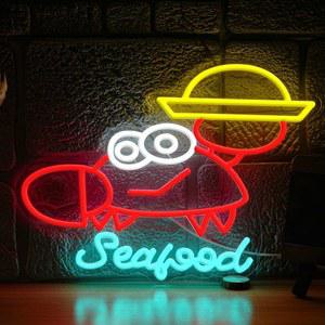 리에그지티 씨푸드 네온사인 디밍크랩 네온 라이트 해양 동물 라이트 사인 씨푸드 레스토랑 아쿠아리움 주방 야외 음식 파티(12.6 * 16.54인치)