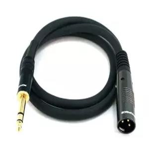 모노프라이스 XLR 남성부터 1/4인치 TRS 케이블 - 몰드 스트레인 릴 부츠 골드 도금 16AWG 3피트 블랙