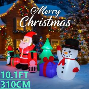 10.1피트 크리스마스 휴일 마당 장식용 풍선 장난감 산타 눈사람 펭귄 트리 LED 홈