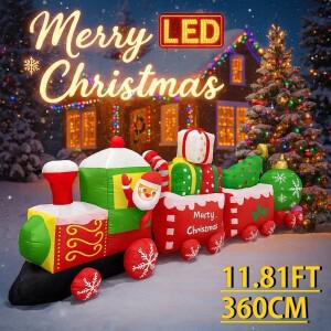 11.8피트 홈 홀리데이 DIY 장식 산타 기차 크리스마스 대형 풍선 파티 LED 조명 포함 야드