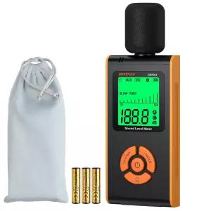 BOBOVAV 데시벨 미터 음량 모니터 30-130dB 고정확도 A/C 가중치 빠른/느린 응답 백라이트 LCD 가정용 공장