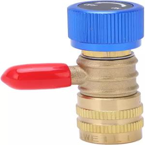 냉매 충전 밸브 널드 노브가 있는 헤비 듀티 황동 안전 어댑터로 R22 R410A R134A R404A HVAC 시스템과