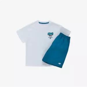 뉴발란스키즈 EXCLUSIVE일러스트 포인트 반팔 세트 NK9YGB210U(10)White
