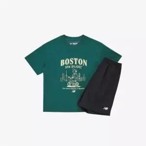 뉴발란스키즈 EXCLUSIVE일러스트 포인트 반팔 세트 NK9YGB212U(BS)Dark Green